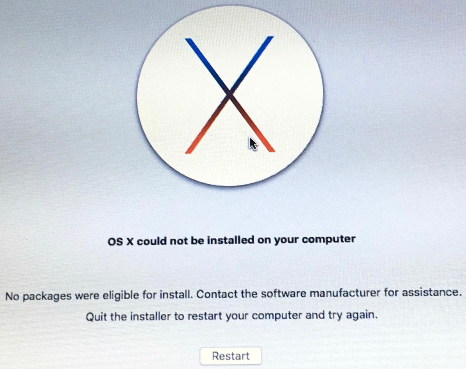 No Packages Were Eligible For Install Mac Os X